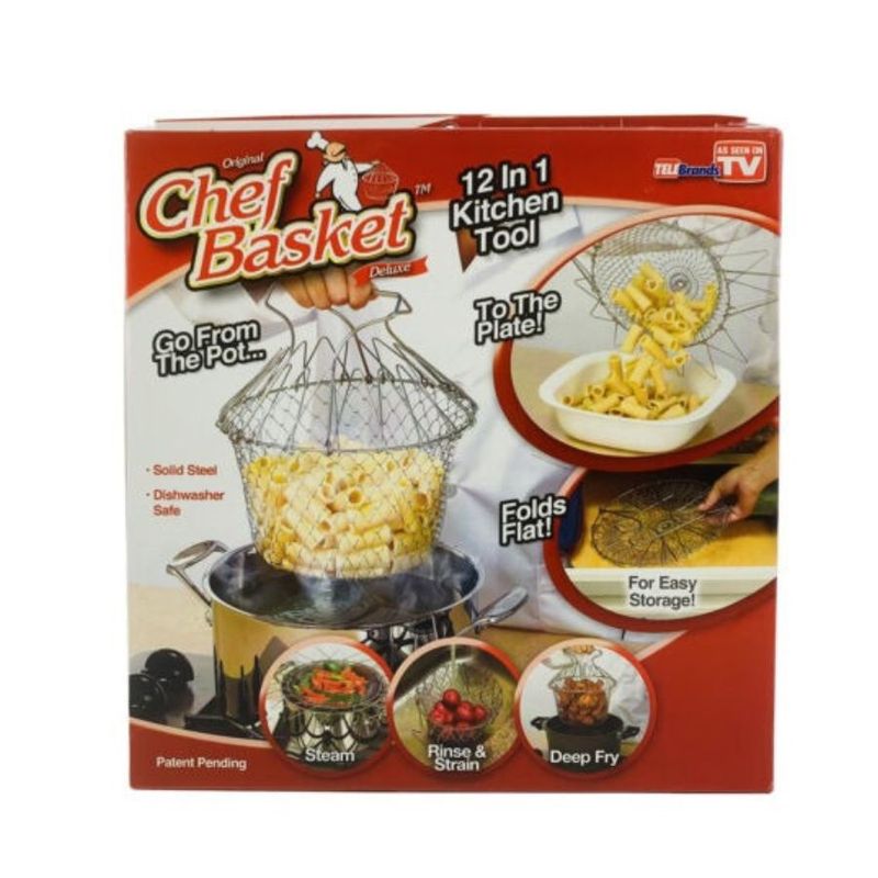 GENERICO - Cesta Plegable Canasta Para Freir Colador Acero Inoxidable