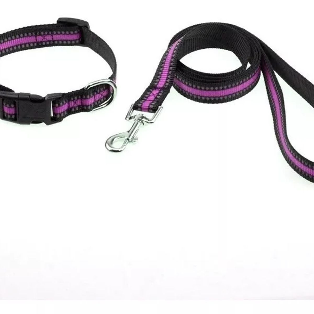GENERICO - Correa + Collar +arnés Para Perros Talla S color Lila