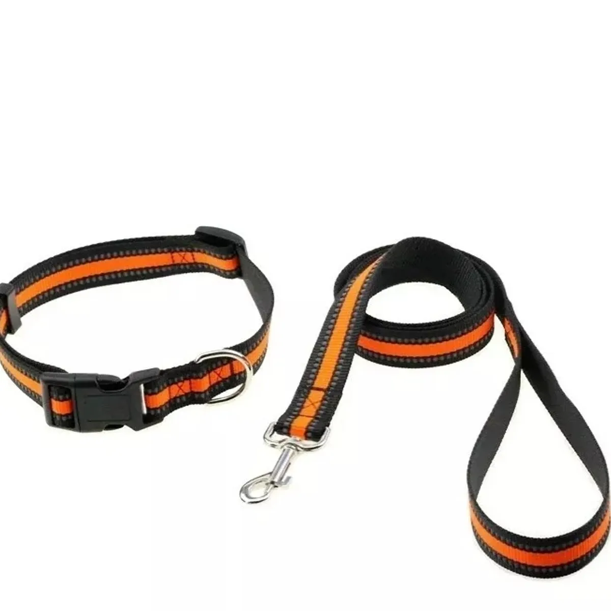 GENERICO - Correa + Collar +arnés Para Perros Talla S color Naranja