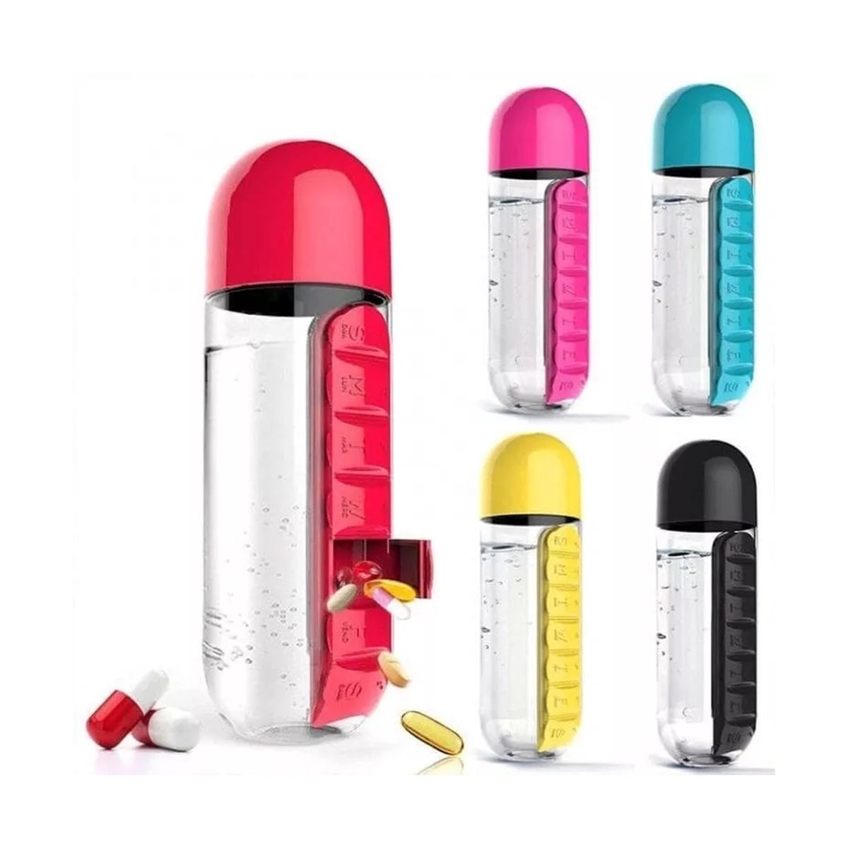 GENERICO - Botella De Agua Pastillero Organizador Pastilleros Semanales