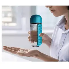 GENERICO - Botella De Agua 600ml + Pastillero Organizador De Pastillas