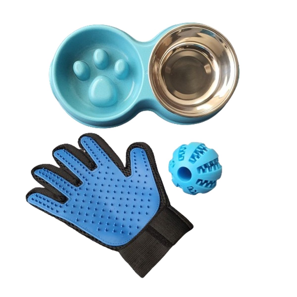 MASCO TODO - Set Plato De Comida Pelota Dental Guante Perro Gato Mascotas