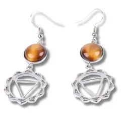 ARTESANA - Aros 7 Chakras - 3 Chakra Manipura - Ojo De Tigre