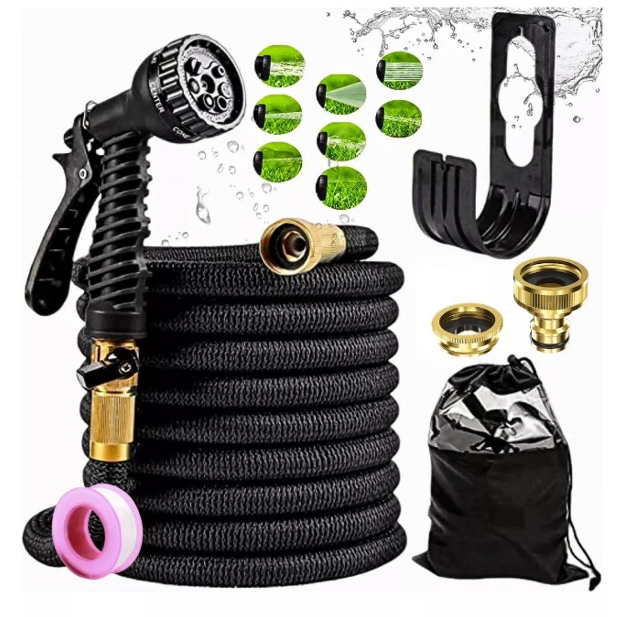 GENERICO - Manguera Retráctil Expandible 15 Metros Pistola Y Acoples