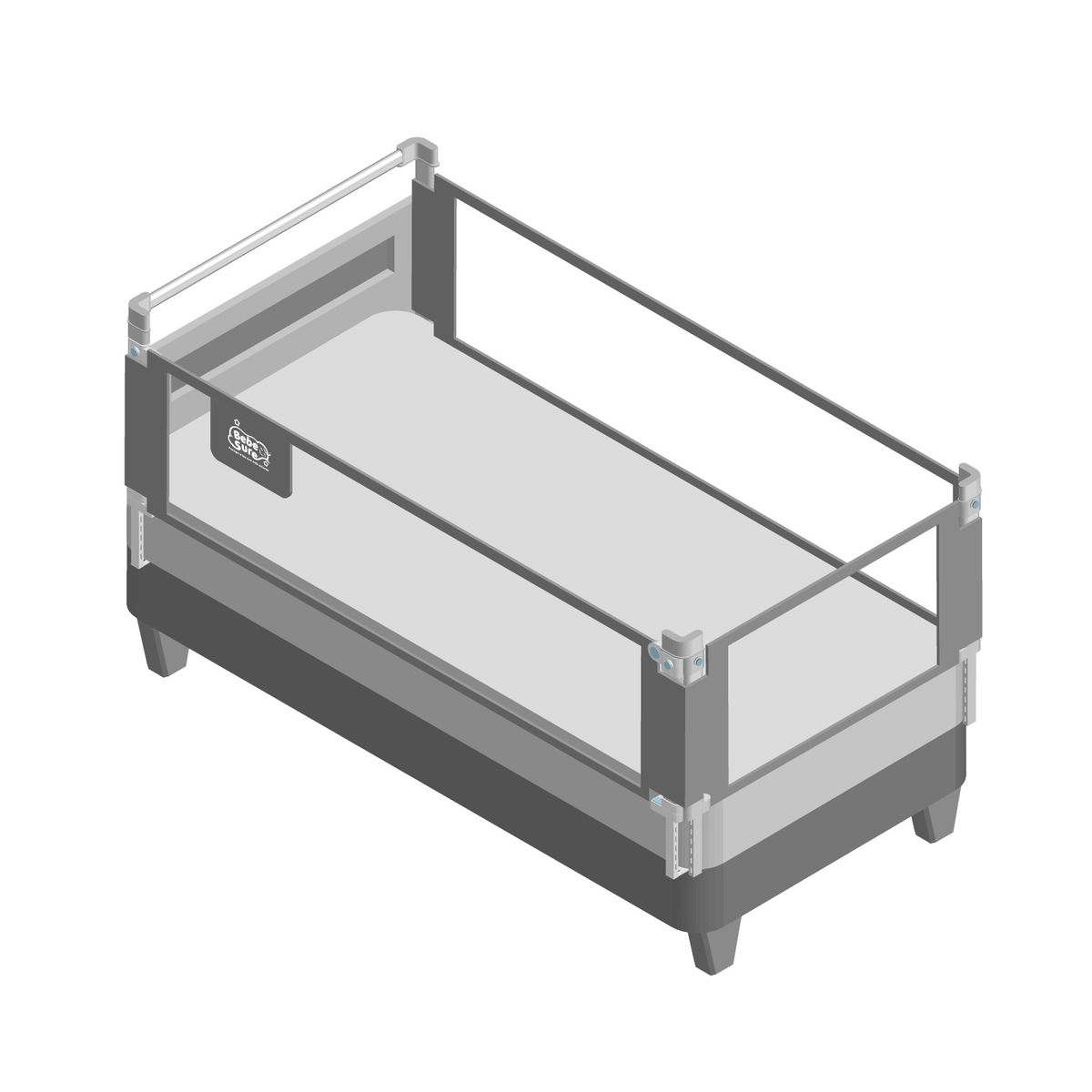 BEBE SURE - Set 3 barandas Súper King 200x200x200 cm con soporte