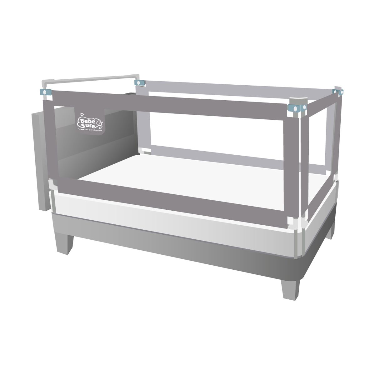 BEBE SURE - Set 3 barandas Súper King 200x200x200 cm con soporte