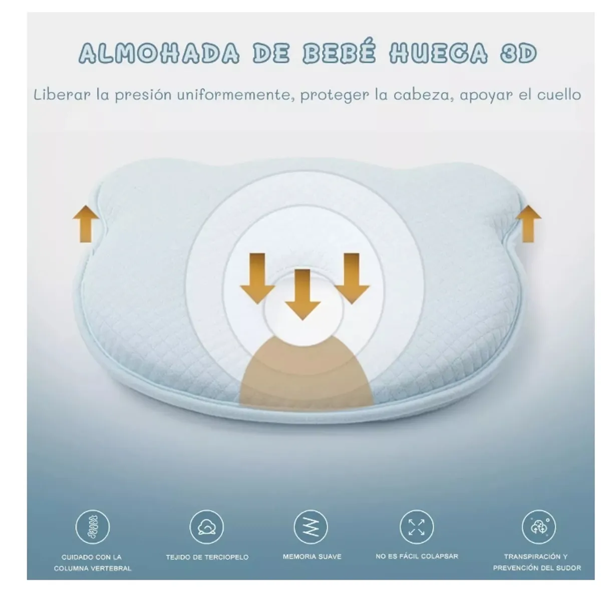 GENERICO - Almohadas Para Bebés Cojín Cabeza Plana