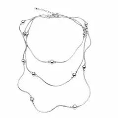 JOYAS MYTOKE - Collar Largo Grueso Plata Fina 925 Pelotitas Bolitas Mujer