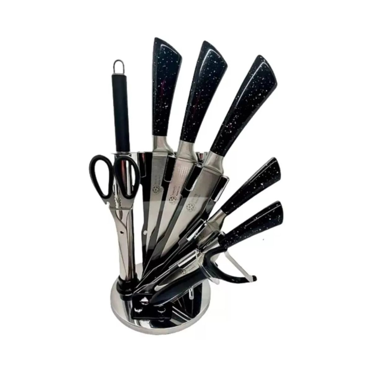 GENERICO - Set Juego de Cuchillos de 9 Piezas de Acero Inoxidable Con Base