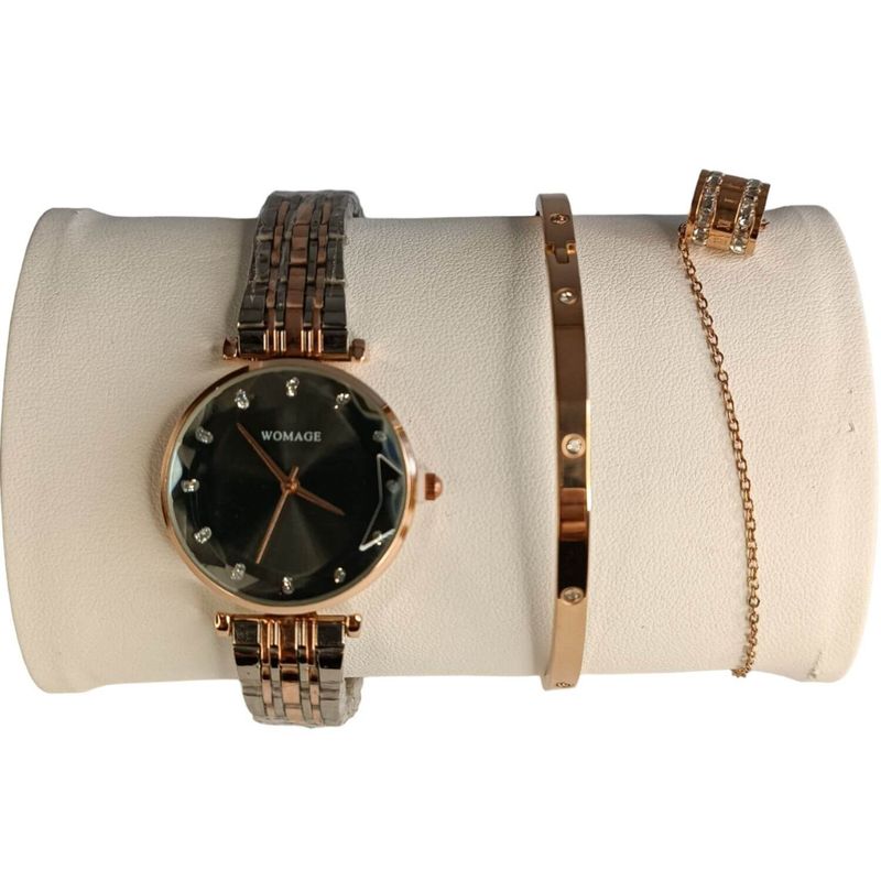 GENERICO - Reloj y pulseras de lujo vintage con diamantes de imitación para mujer