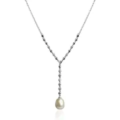 LA GARZA - Collar Mujer Plata Perla Cultivada con Circones Blancos