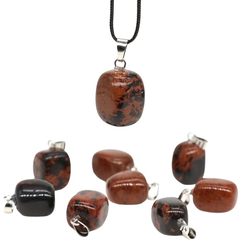 ARTESANA - Collar Protector Piedra Obsidiana Caoba