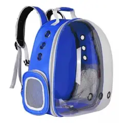GENERICO - Mochila Bolso Transparente Mascota Perro Y Gato AZUL.