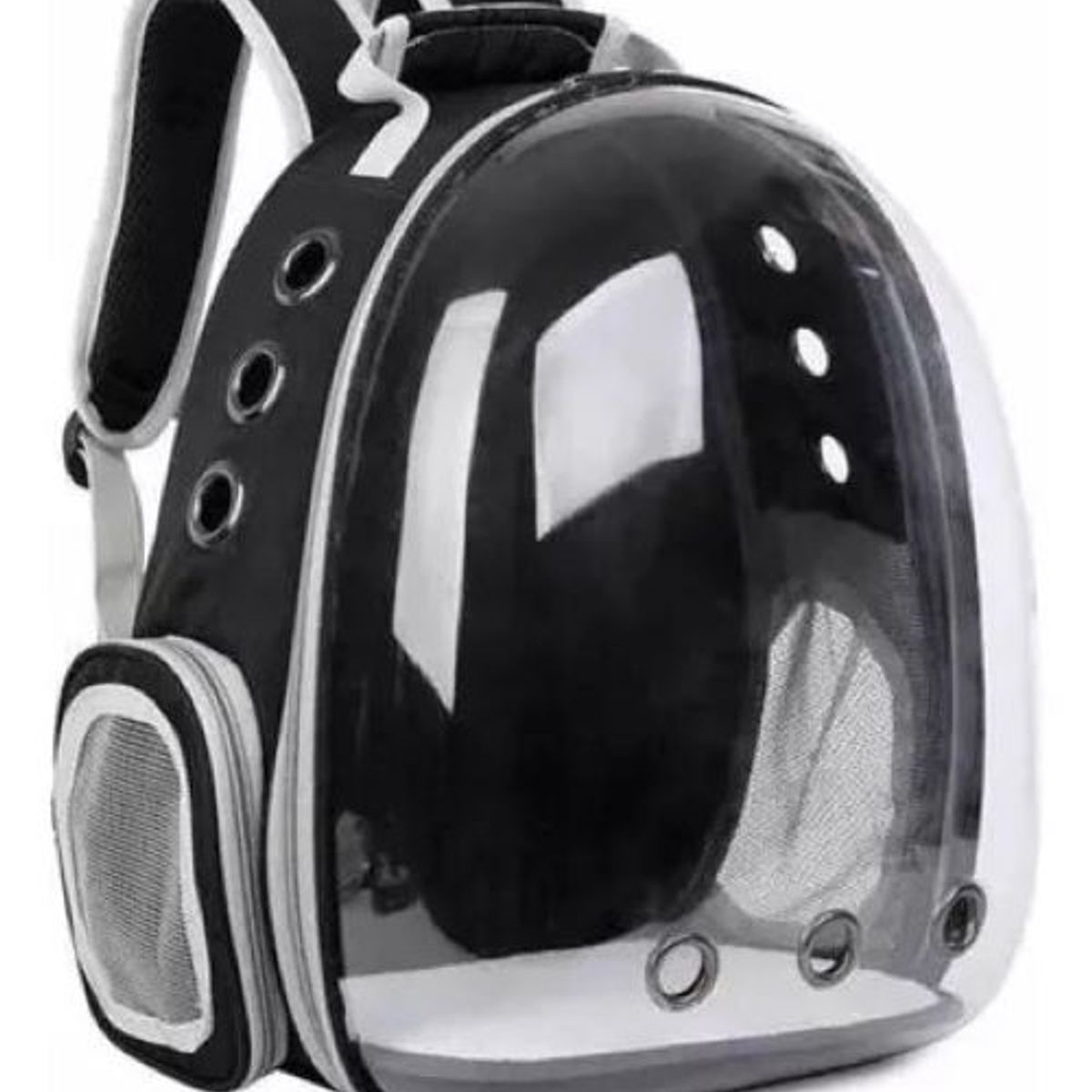 GENERICO - Mochila Bolso Transparente Mascota Perro Y Gato NEGRA.