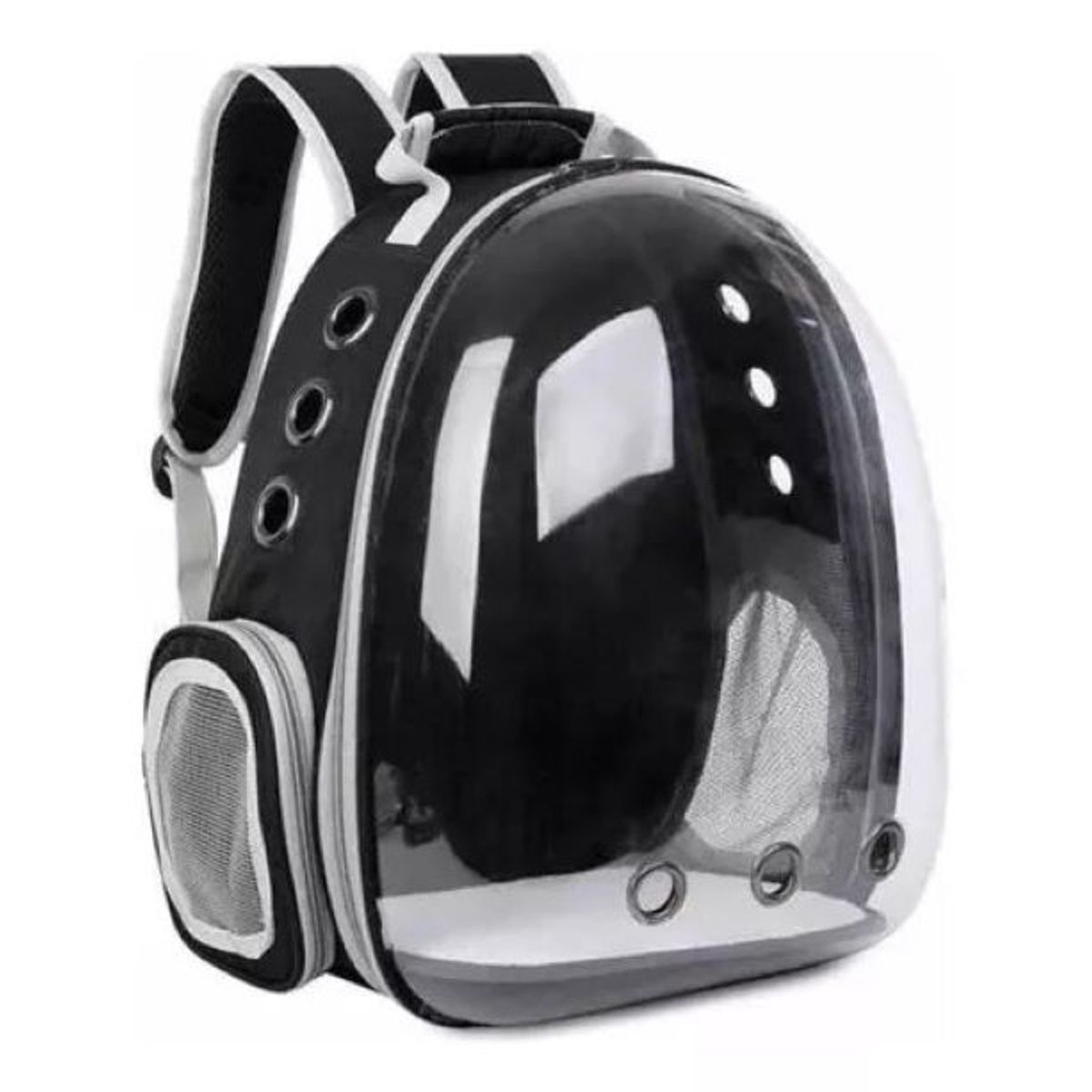 GENERICO - Mochila Bolso Transparente Mascota Perro Y Gato NEGRA.