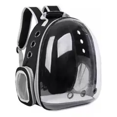 GENERICO - Mochila Bolso Transparente Mascota Perro Y Gato NEGRA.