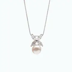 LA GARZA - Collar Mujer Plata Perla Natural y Cristales