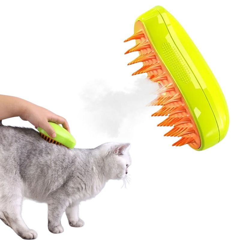 GENERICO - Cepillo Automático Para Gatos A Vapor 3 En 1 Color Verde.-