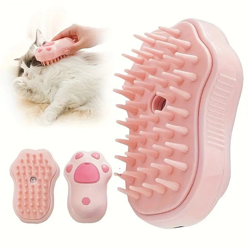 GENERICO - Cepillo Automático Para Gatos A Vapor 3 En 1 Color Rosado.