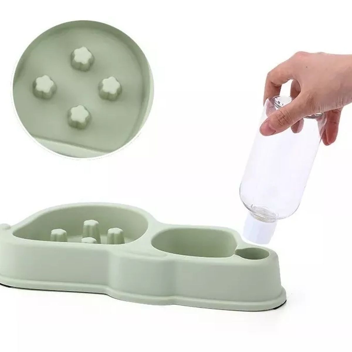 GENERICO - Dispensador De Agua + Plato Antiansiedad ahogo Verde