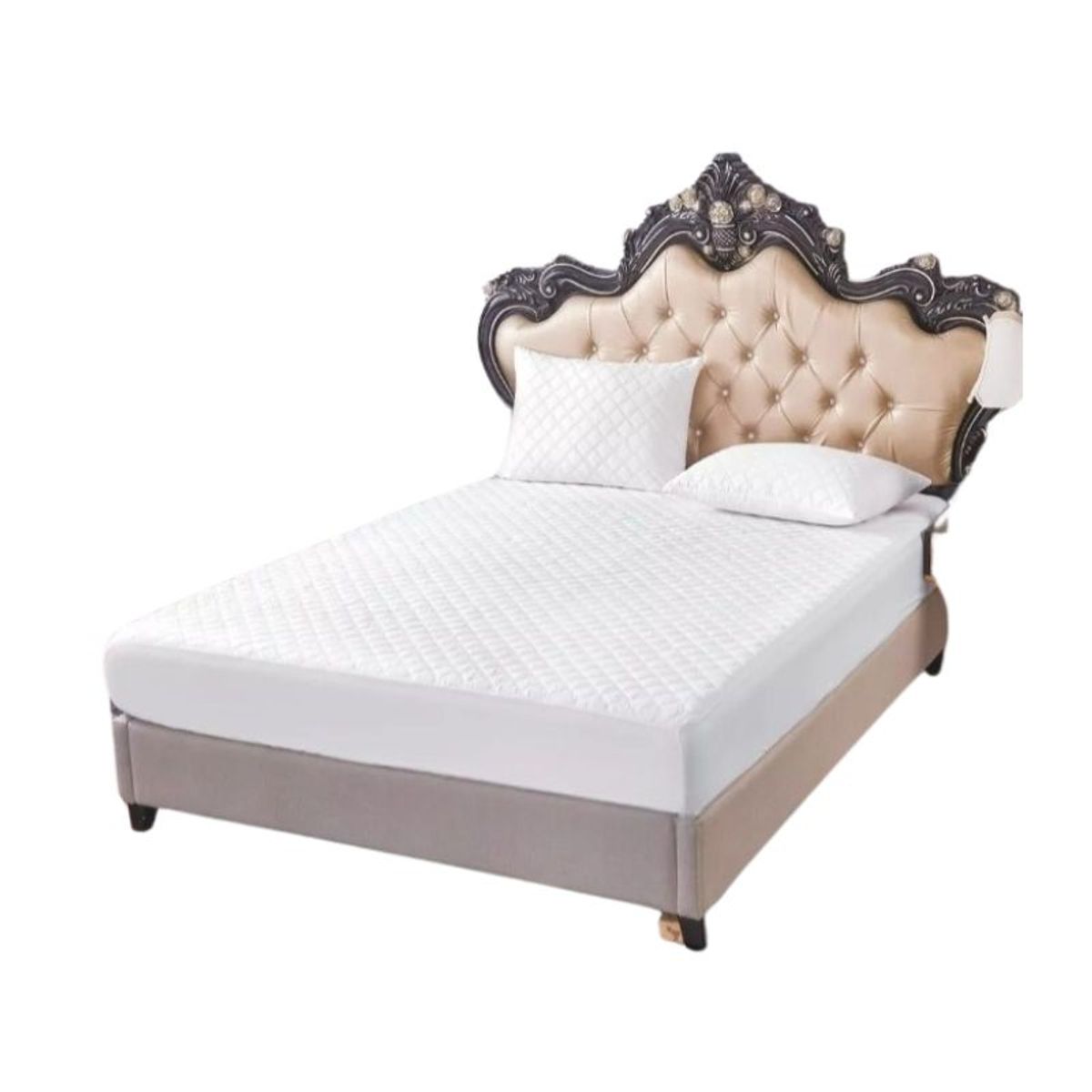 GENERICO - Cubre Colchón Protector 2 Plazas Elástico Acolchado