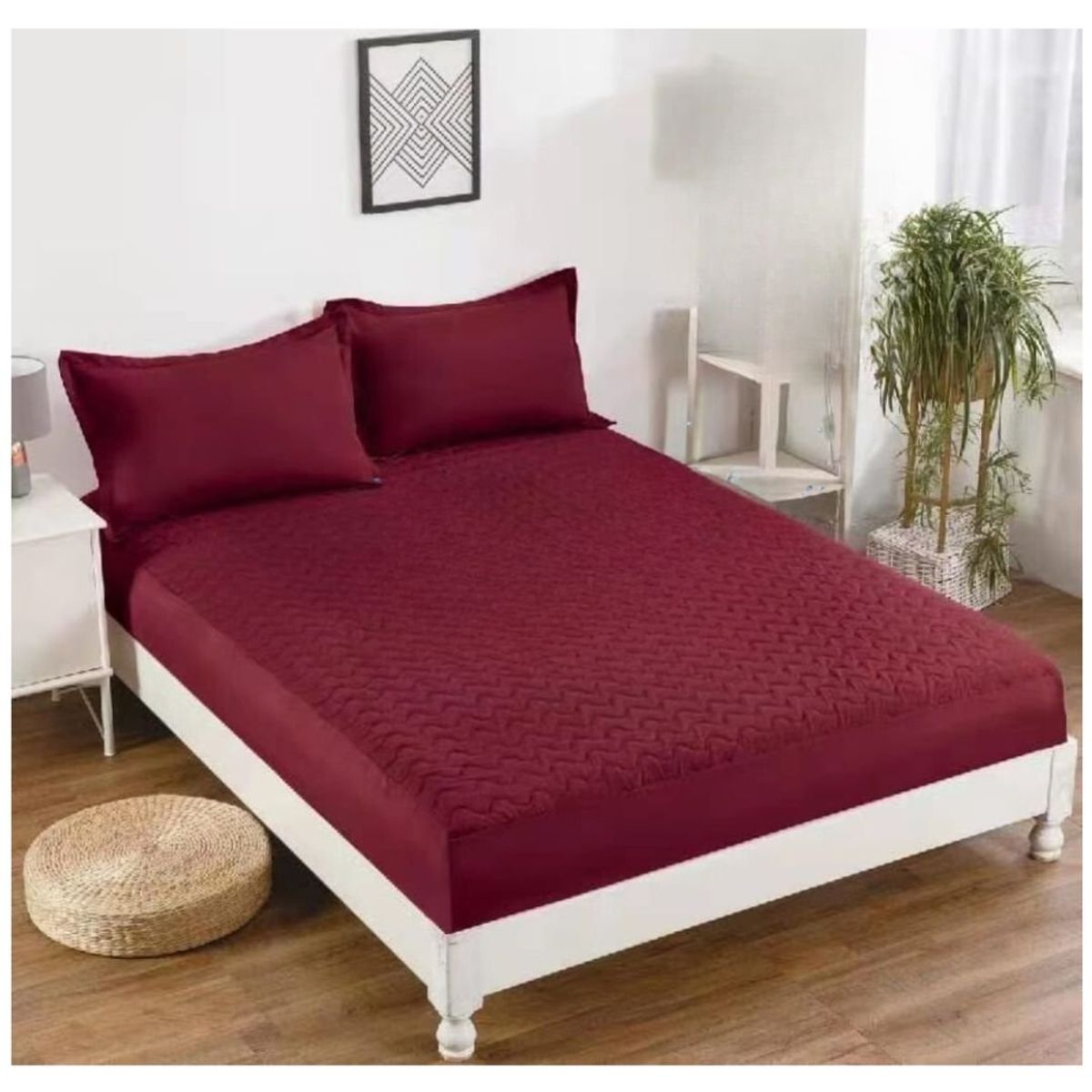 GENERICO - Cubre Colchón Protector 2 Plazas Elástico Acolchado