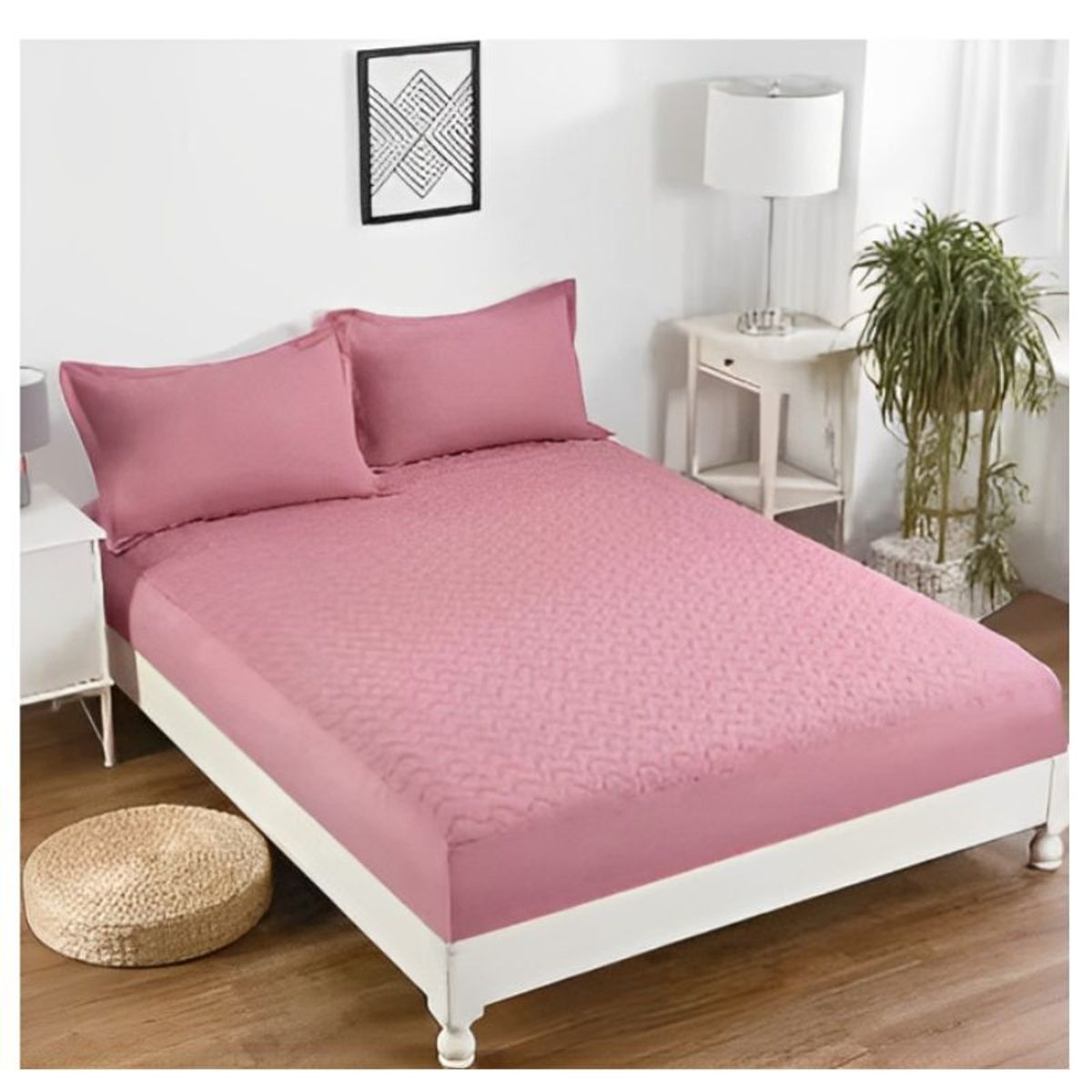 GENERICO - Cubre Colchón Protector 2 Plazas Elástico Acolchado