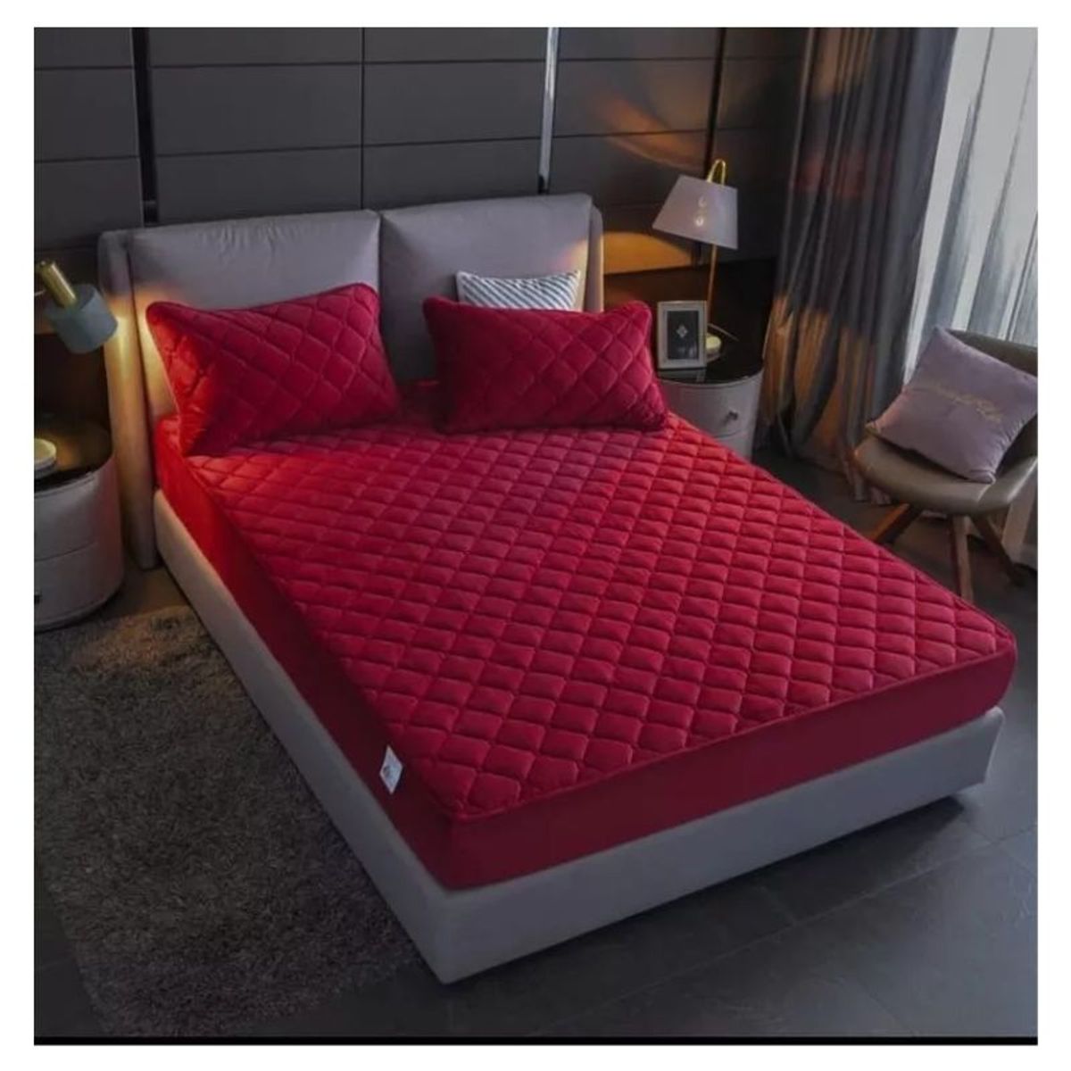 GENERICO - Cubre Colchón Protector King Elástico Acolchado