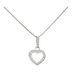 GENERICO - Collar Corazon Circones Plata Ley 925 Mas Caja Regalo