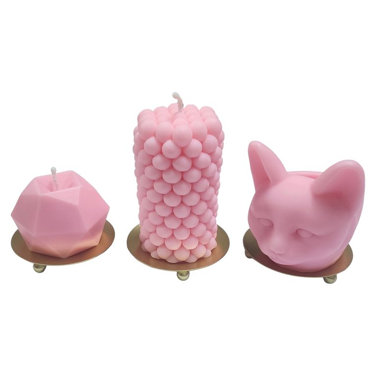 SCENTS CHILE - SET EGIPTO ROSA HEXAGONO 80GR+GATO 125GR+CILINDRO 145GR + BASES
