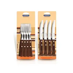 TRAMONTINA - Pack Tenedor Mango Maderax12ud+Cuchillo 5Pulgadas