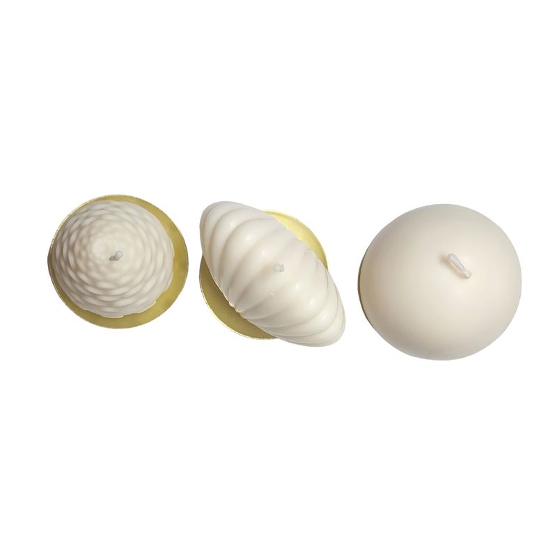 SCENTS CHILE - SET FUJI, VELAS ECOLOGICA COLOR CREMA: 1 FLOR PINO, 1 ALMEJA, 1 ESFERA