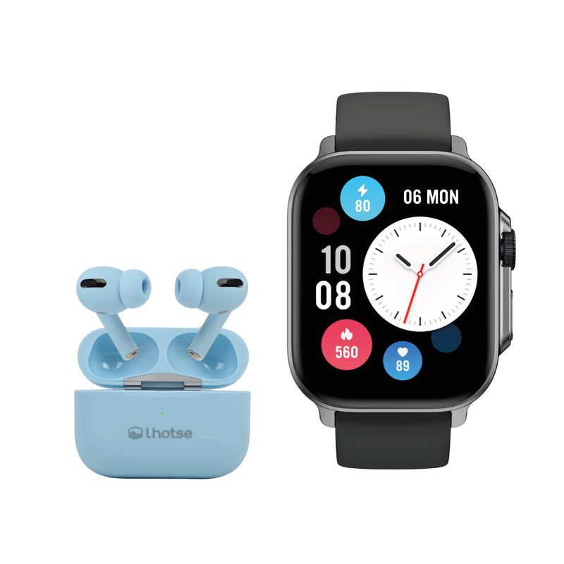 LHOTSE - Pack Smartwatch Connect S03 Black+ Audífono RM7 Blue Lhotse