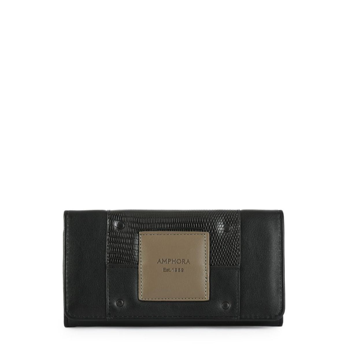 AMPHORA - Chequera con flap halein negro