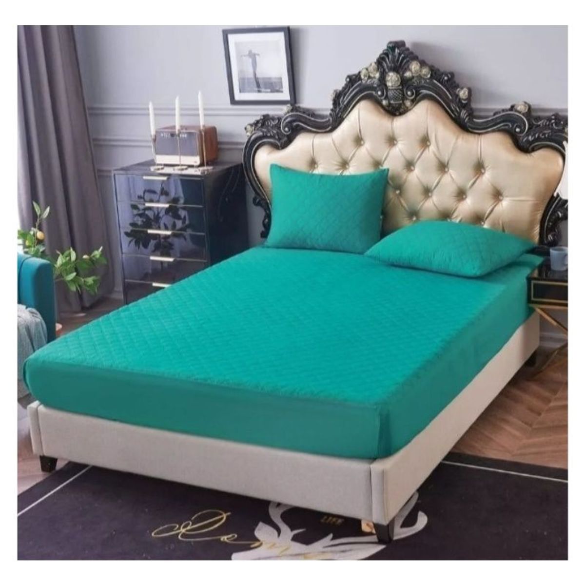 GENERICO - Cubre Colchón Protector Plaza y Media Elástico Acolchado