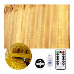 GENERICO - Cortina Luces Led Decorativas Usb 3x3m 300 Led Con Control