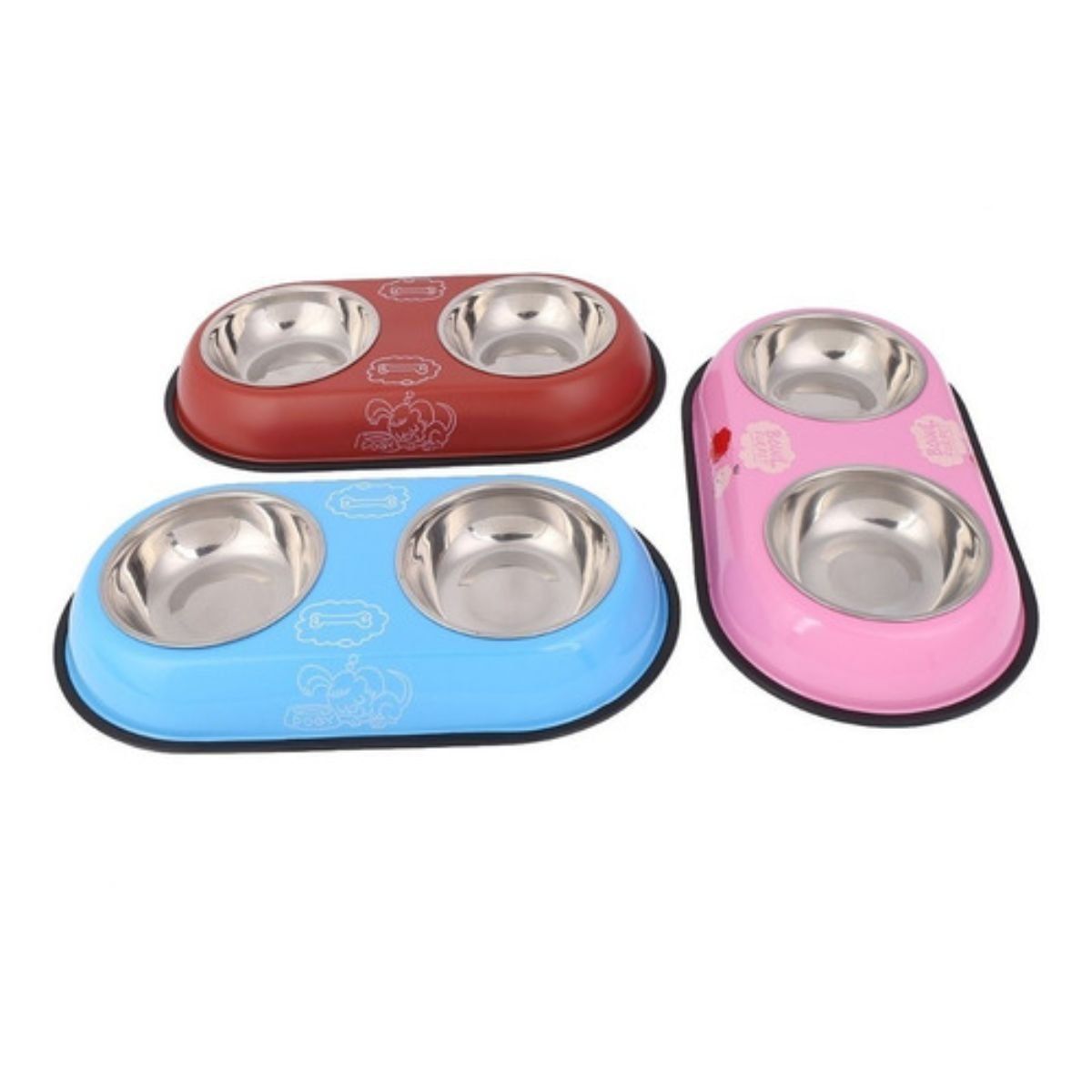GENERICO - Dispensador Plato Doble Mascota Comedero Bebedero Perro Gato