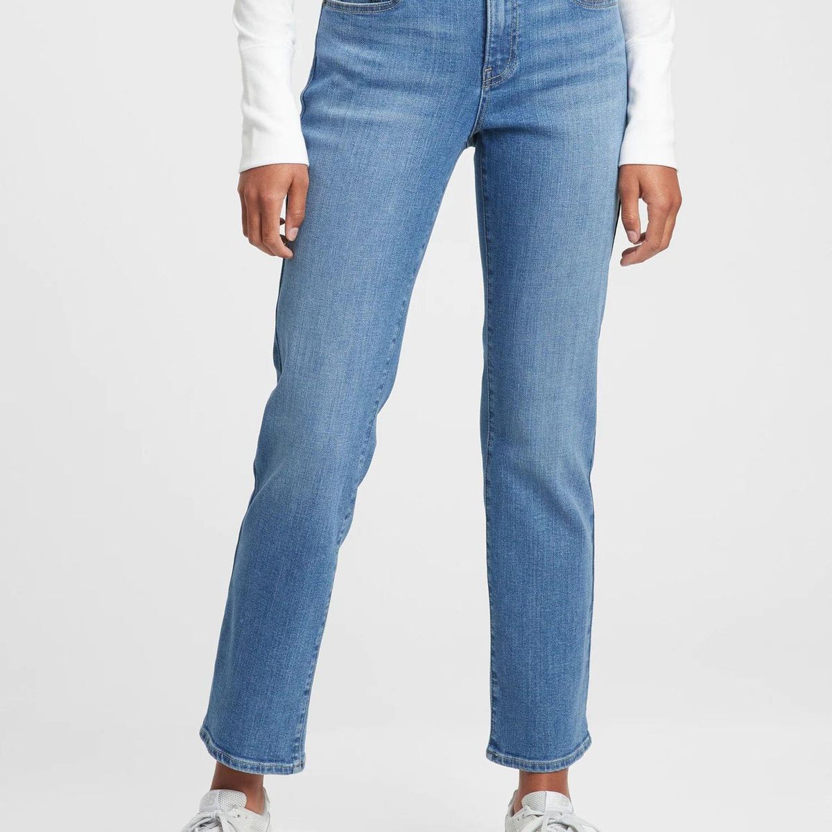 GAP - Jeans Mujer Gap Straight Medium Masco Azul