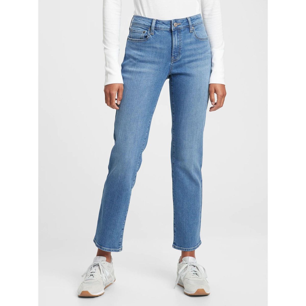 GAP - Jeans Mujer Gap Straight Medium Masco Azul