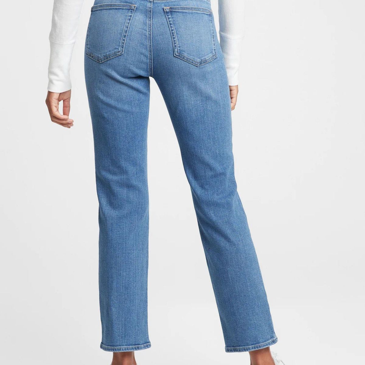 GAP - Jeans Mujer Gap Straight Medium Masco Azul