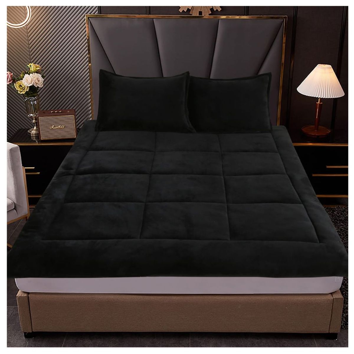 GENERICO - Cubre Colchón Protector Acolchado Grueso 2 Plazas Elástico