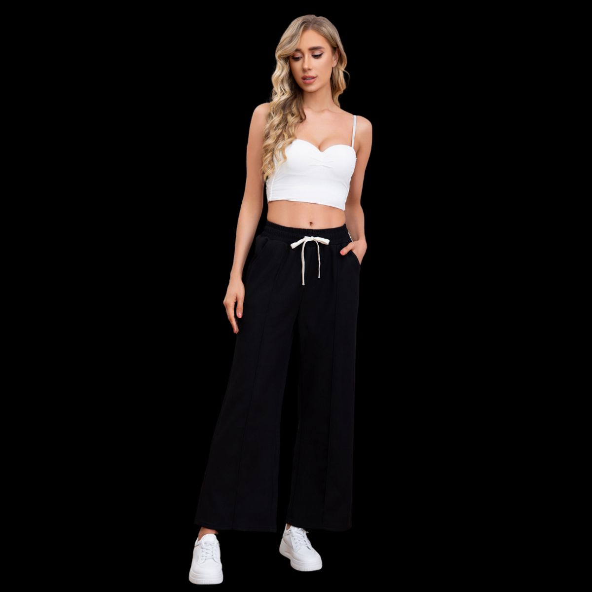 LOOK SHOP - Pantalón Mujer Recto Tito Alto. Wide. Colores Líneas 114