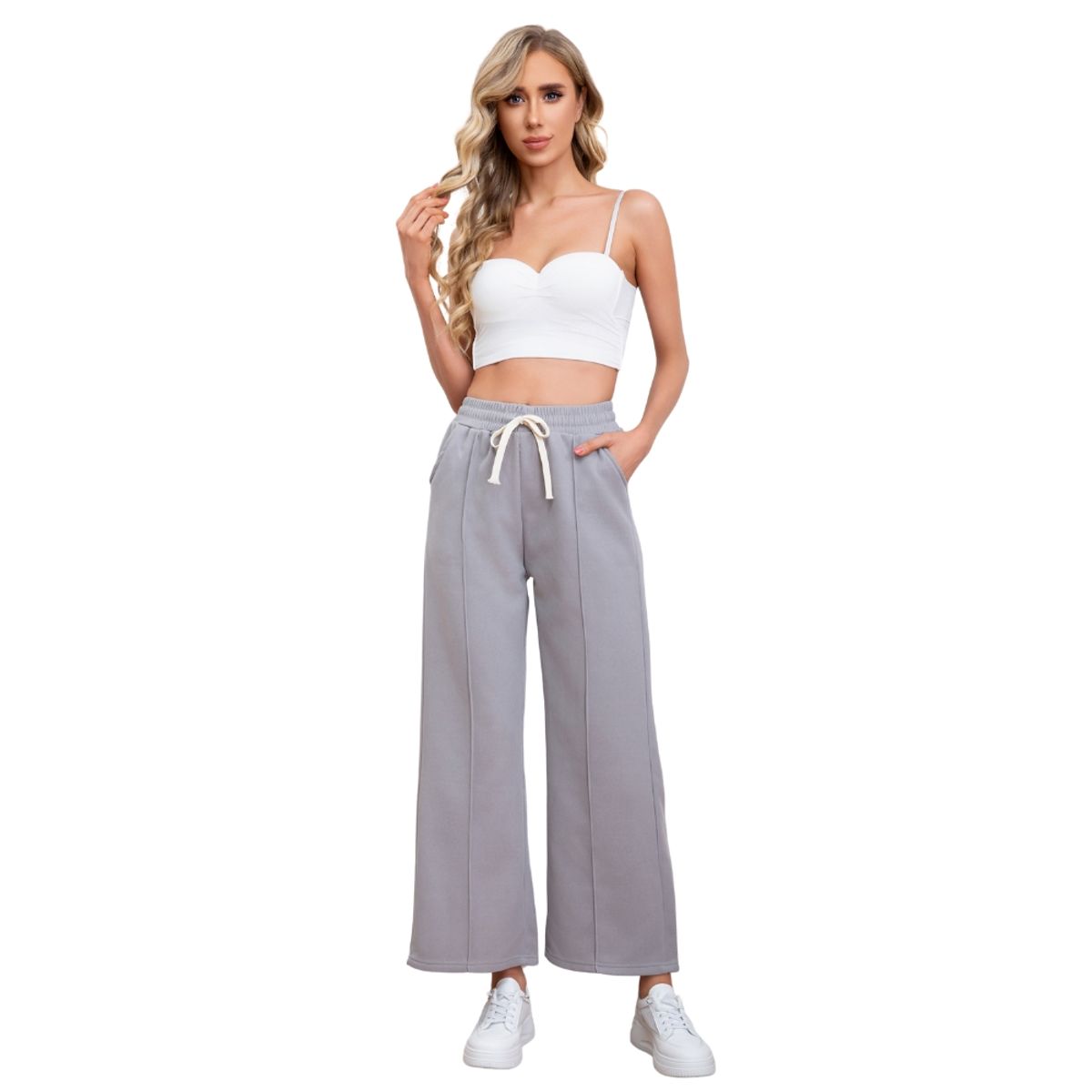 LOOK SHOP - Pantalón Mujer Recto Tito Alto. Wide. Colores Líneas 114