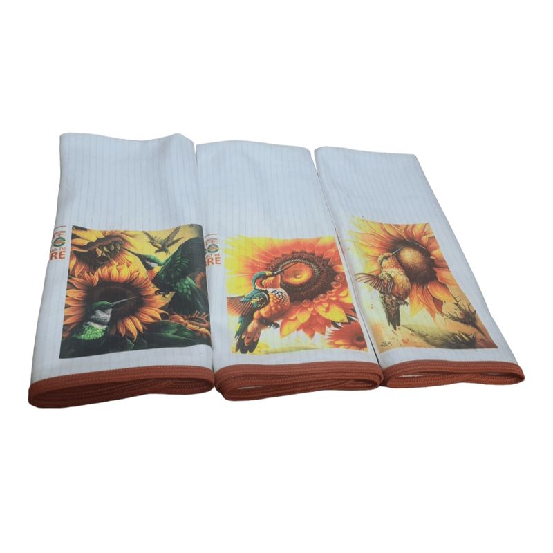 DCOBRE - Pack 3 Paños de Loza Copper modelo Colibrí Girasol