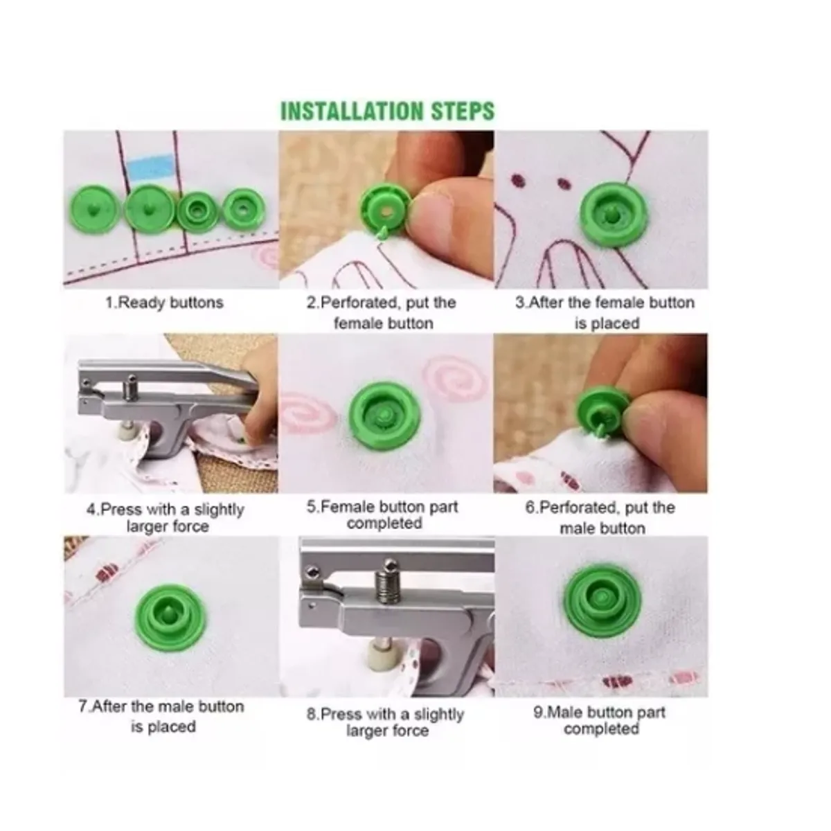 ESHOPANGIE - Pinza Kam Botón Presión Broche 24 Colores 300 Conjuntos