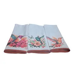 DCOBRE - Pack 3 Paños de Loza Copper modelo Colibrí Flor Fucsia