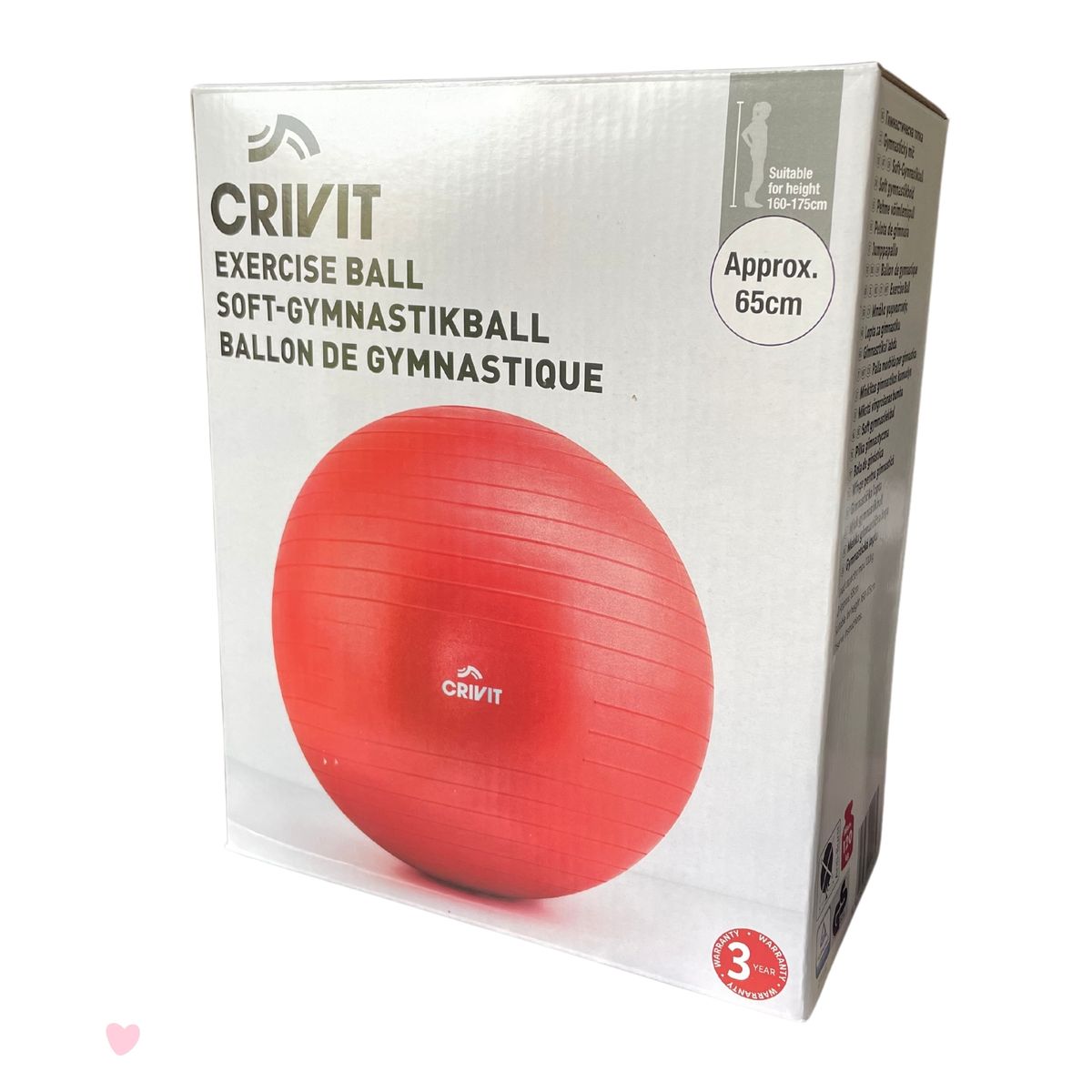 PELLITOS - Pelota Gimnasia Pilates Yoga Crivit 65cm Rojo - Certificada
