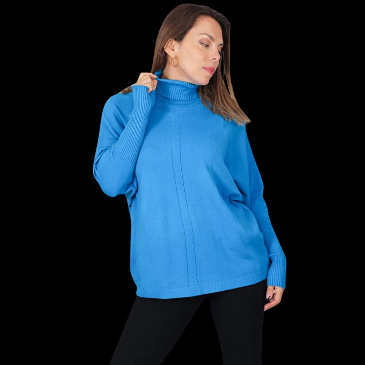 LOOK SHOP - Polera Manga Larga Tejida. Sweater Cuello Alto Hilo. Colores 002