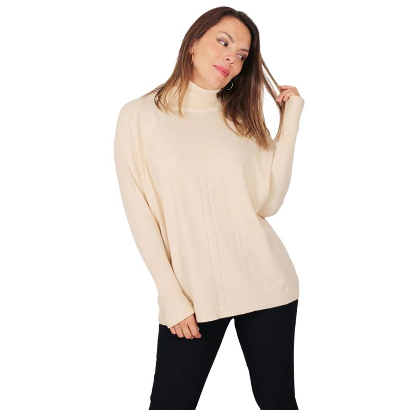 MPROPIA - Polera Manga Larga Tejida. Sweater Cuello Alto Hilo. Colores 002