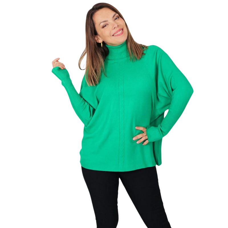 MPROPIA - Polera Manga Larga Tejida. Sweater Cuello Alto Hilo. Colores 002